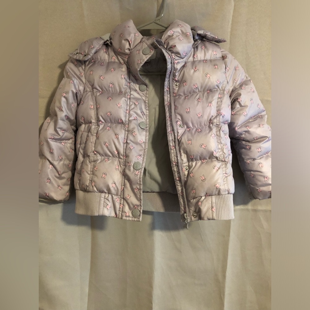 Cute Bunny Print Puffer Jacket for Girl